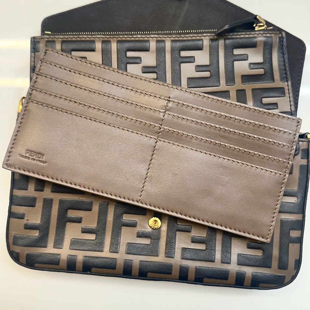 FENDI - Monogram Crossbody Bag with Gold Chain includes Billfold & Wallet - Picture 8 of 13
